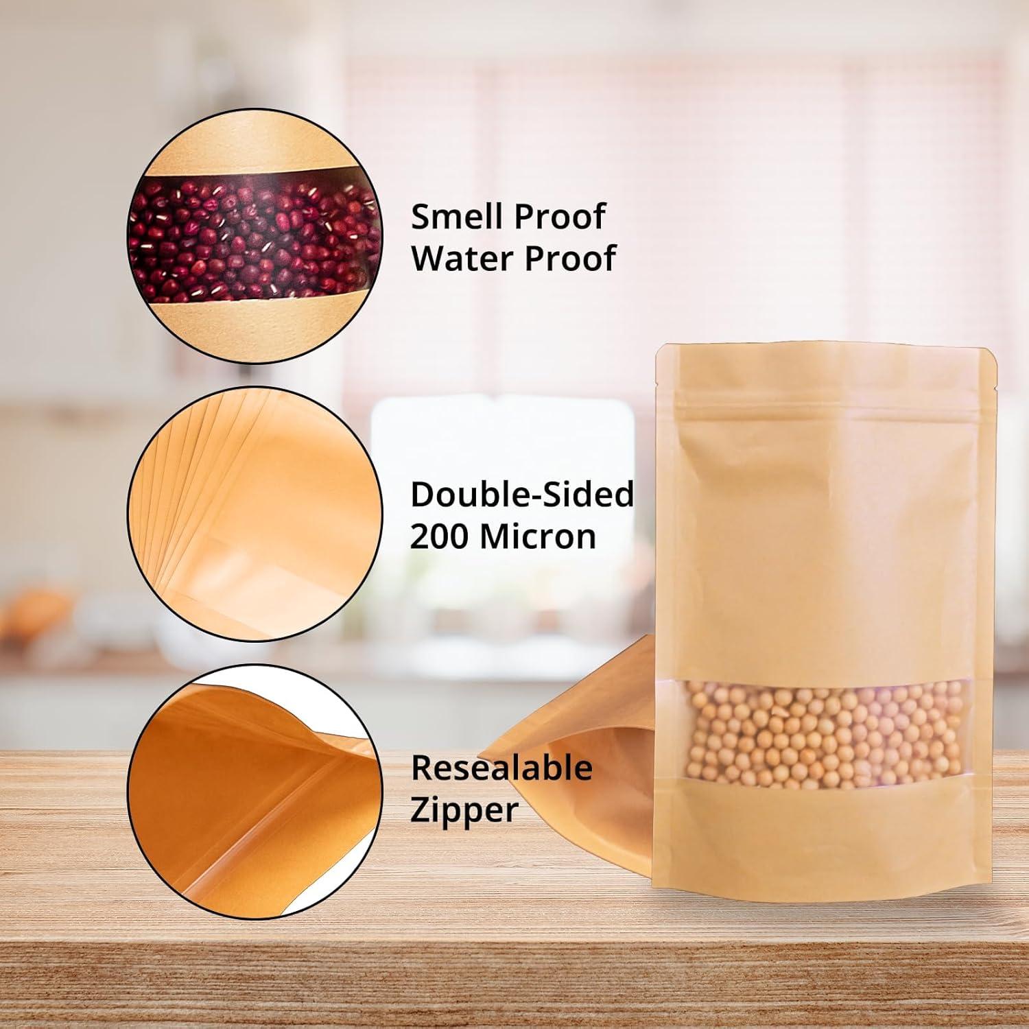 50 Bolsas de Papel Kraft Reutilizables 14 x 20 cm NexLevVac