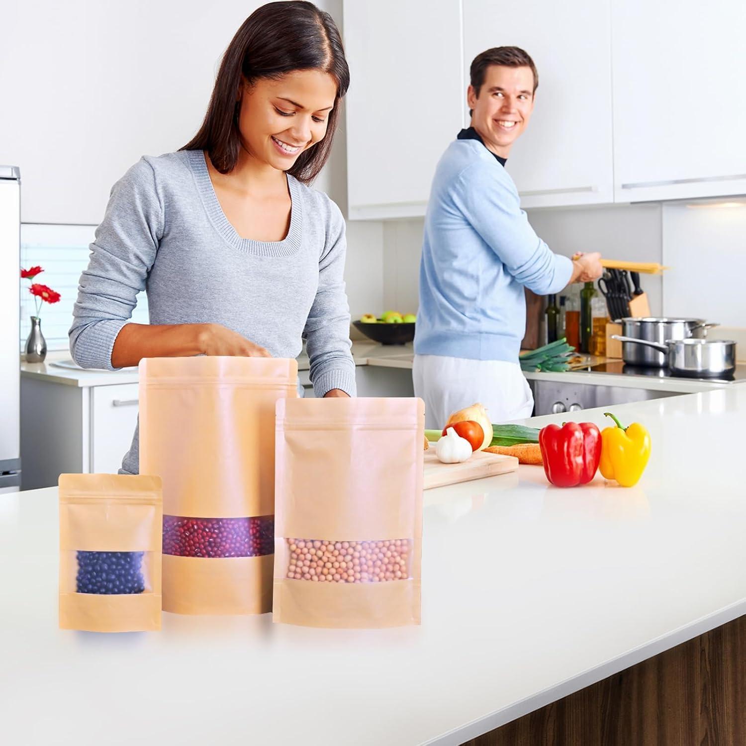 50 Bolsas de Papel Kraft Reutilizables 14 x 20 cm NexLevVac