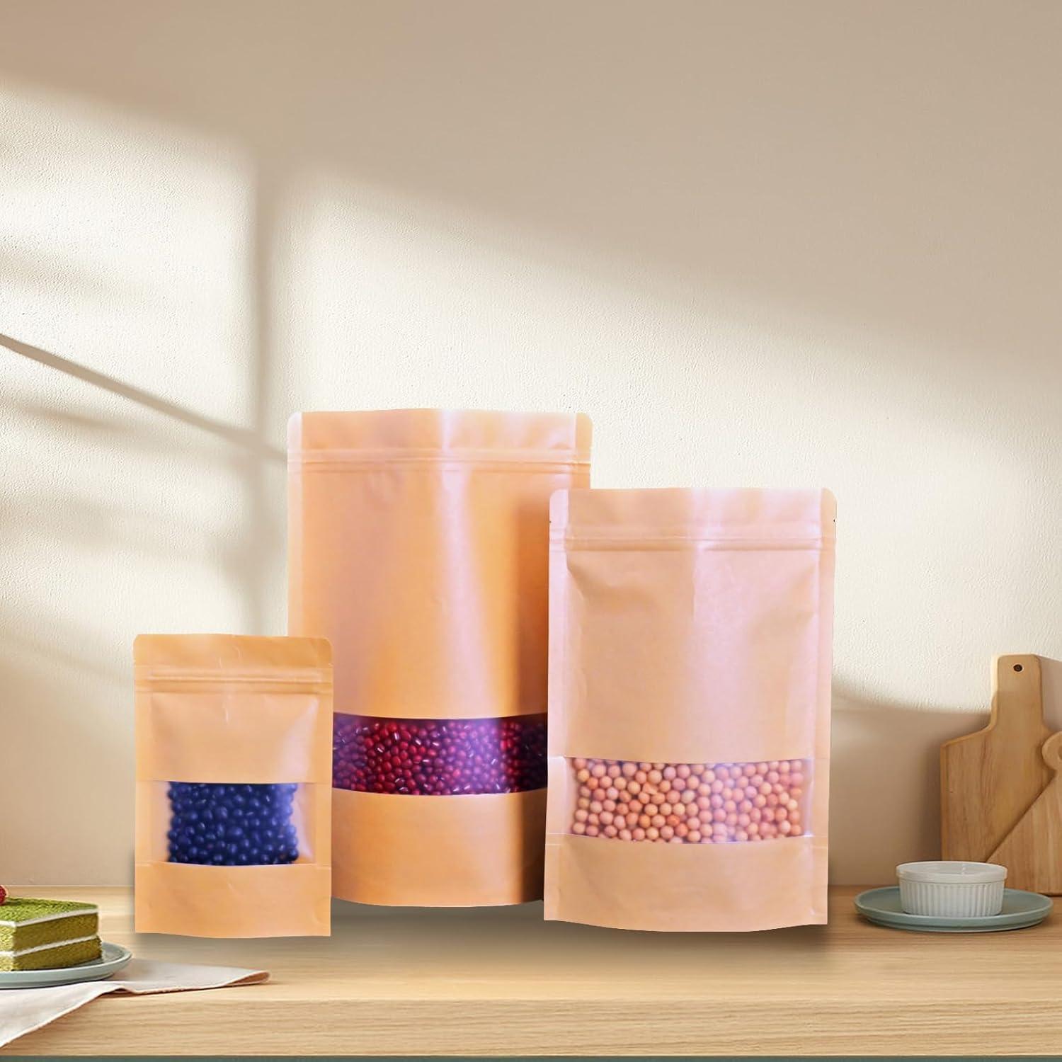 50 Bolsas de Papel Kraft Reutilizables 14 x 20 cm NexLevVac