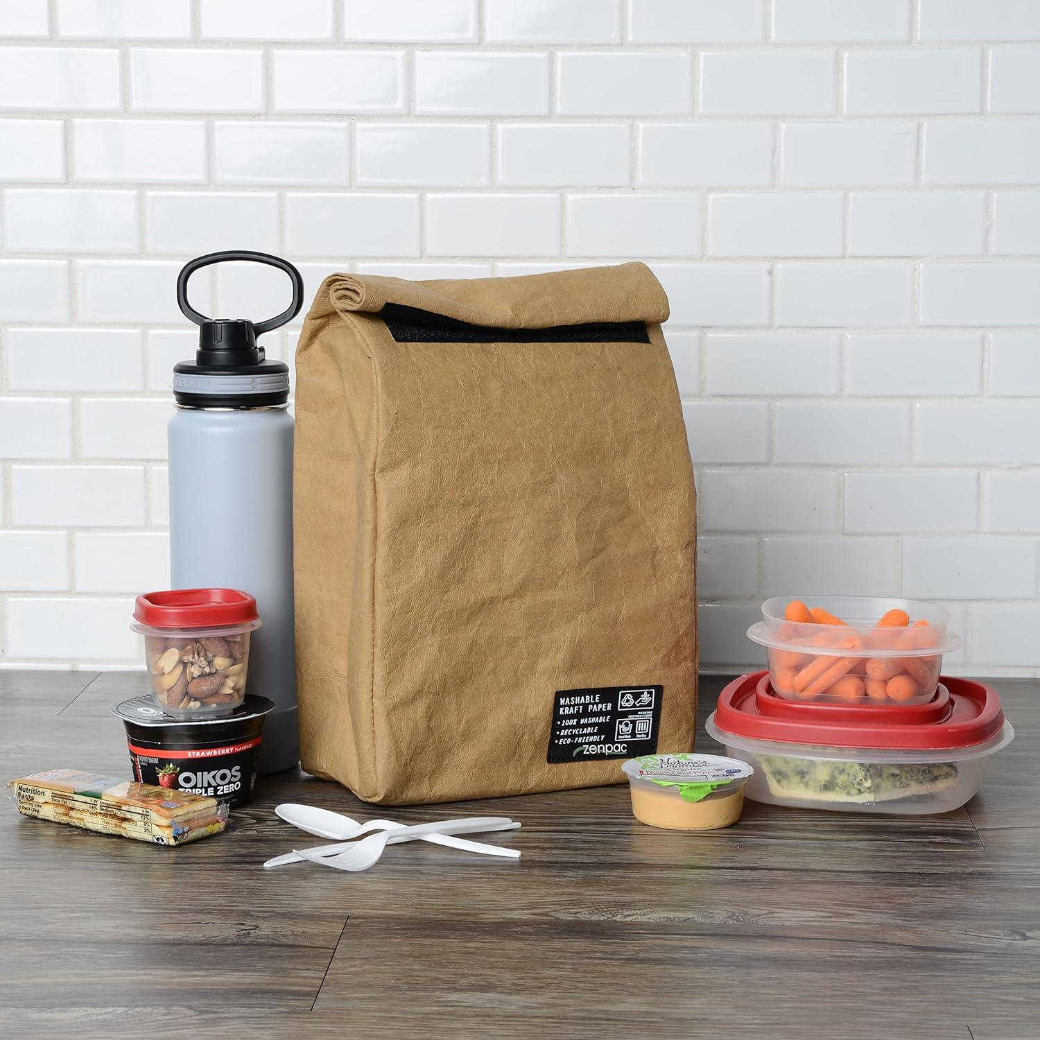 Bolsa de Almuerzo Aislada ZENPAC Marrón 6L Impermeable 21.6x11.4x30.5cm