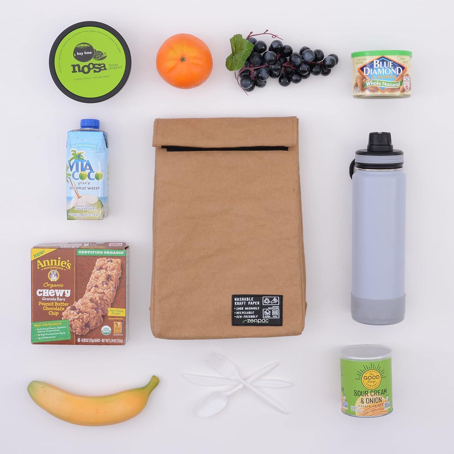 Bolsa de Almuerzo Aislada ZENPAC Marrón 6L Impermeable 21.6x11.4x30.5cm