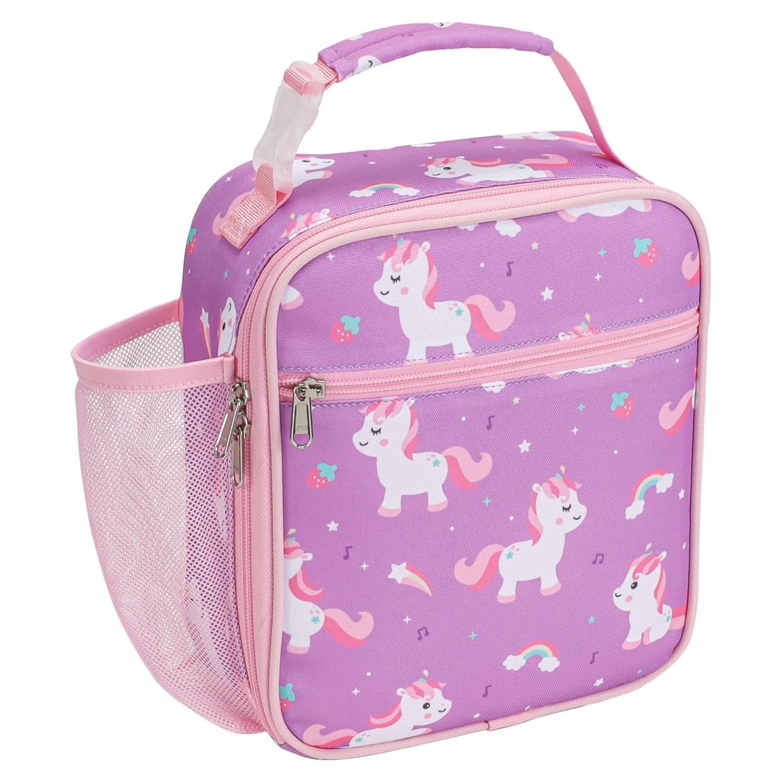 Bolsa de Almuerzo Aislada Bagseri Unicornio Morado 22x11x26cm