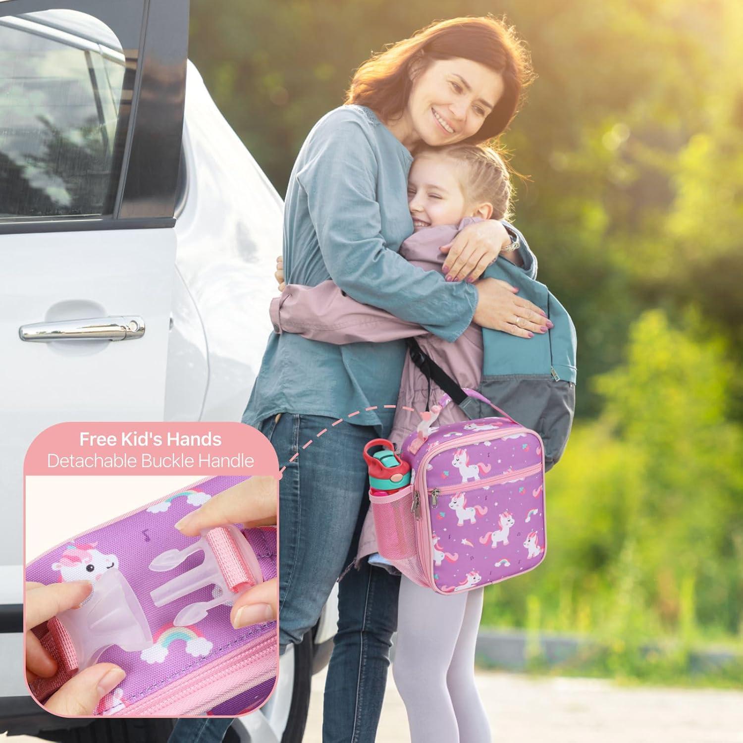 Bolsa de Almuerzo Aislada Bagseri Unicornio Morado 22x11x26cm