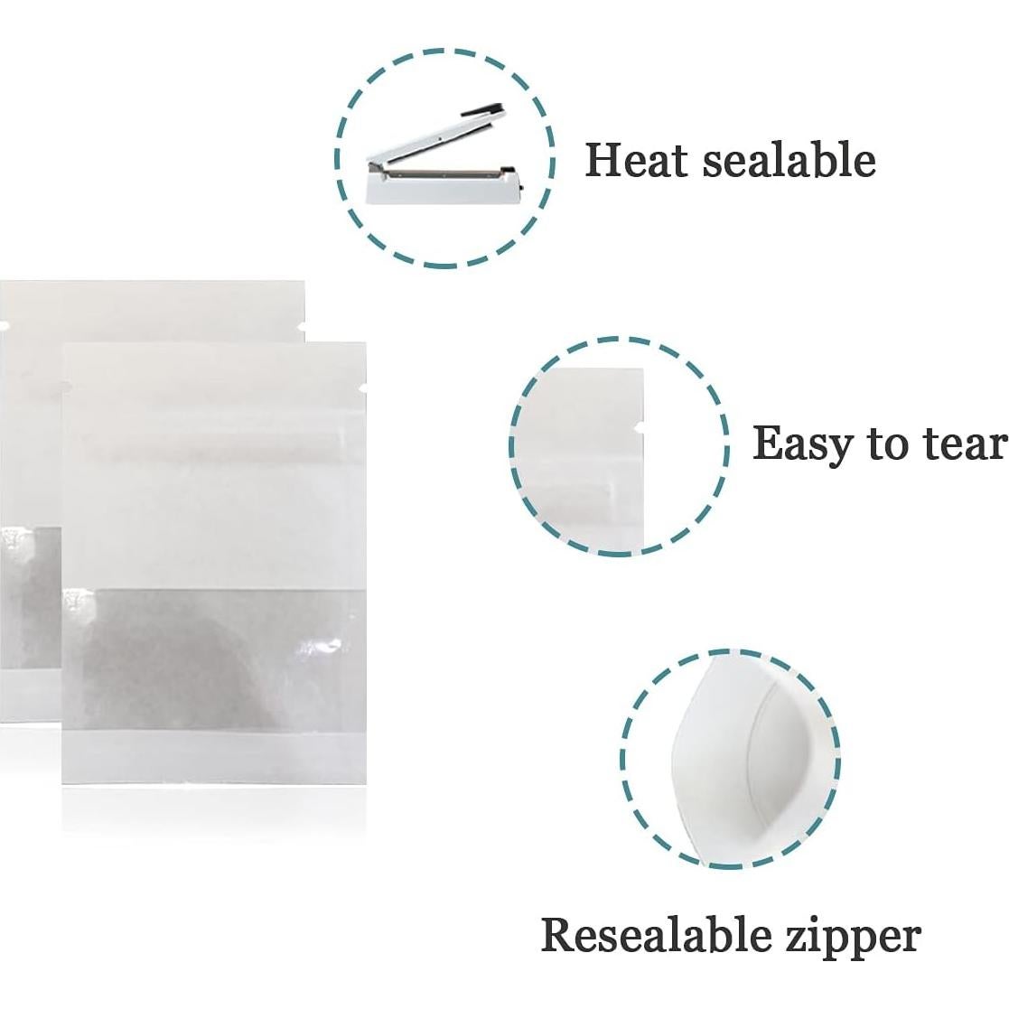 Bolsas de Papel Kraft Reutilizables FERENLI 100 Pcs 7x9cm