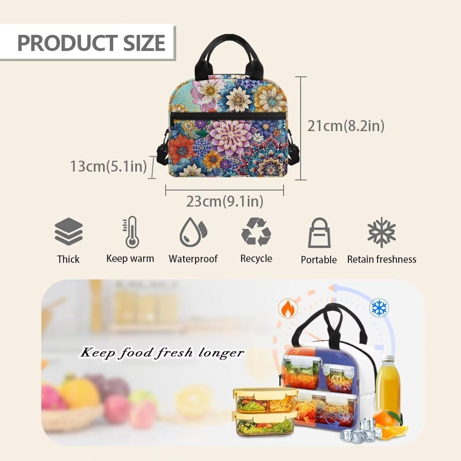 Bolsa de Almuerzo Aislada Luarisgur Floral 1L 23.1x12.9x20.8cm