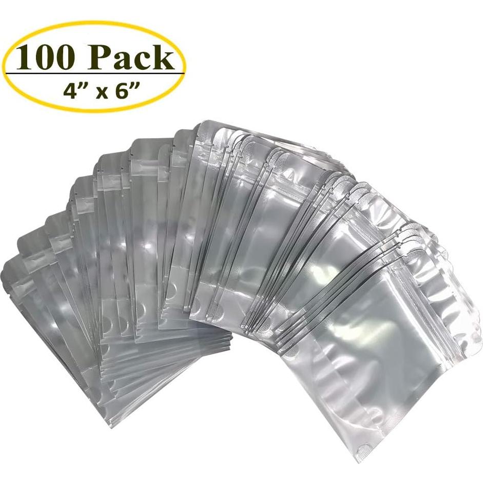 100 Bolsas Mylar Reutilizables 4x6" Belinlen Transparentes