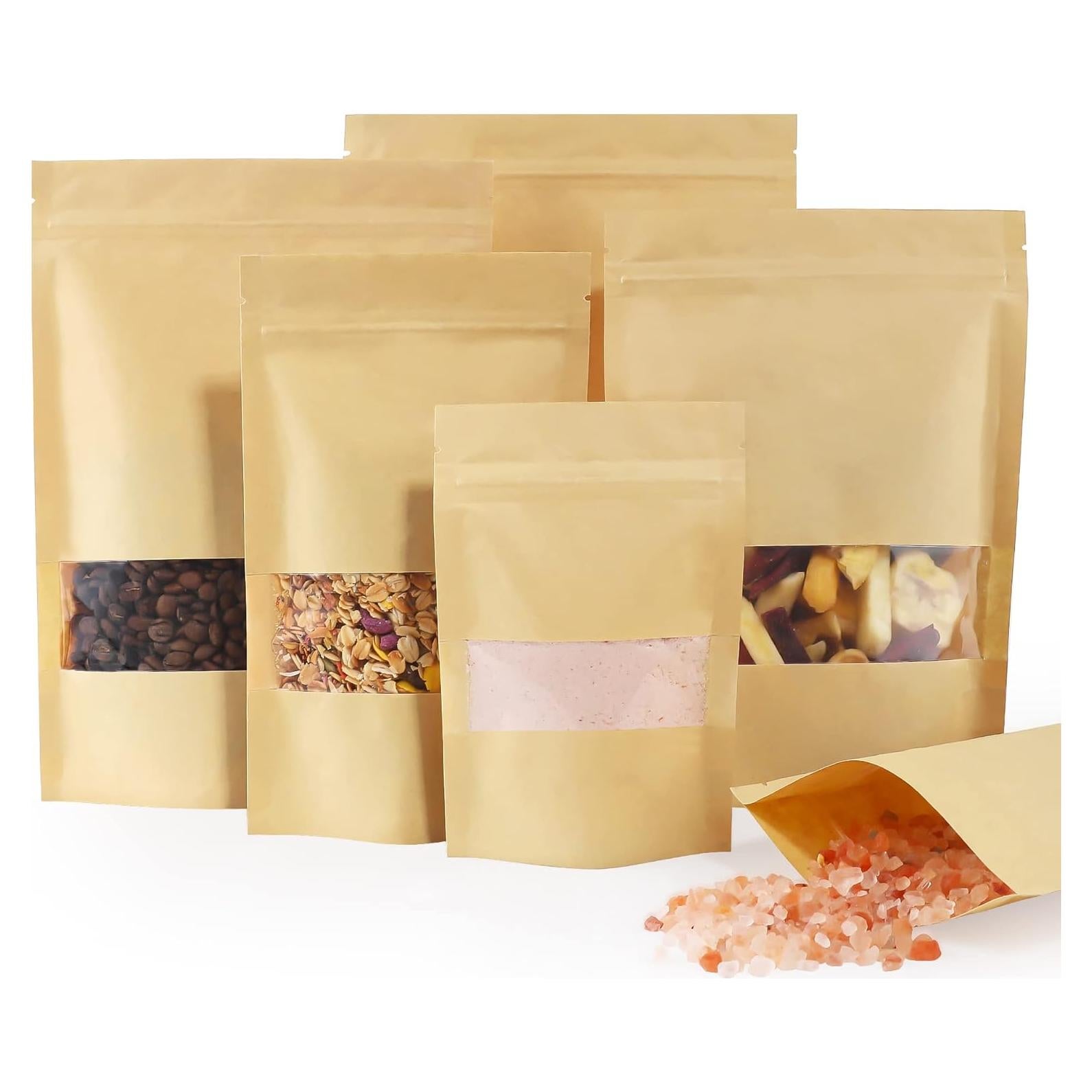 Bolsas de Papel Kraft con Ventana FireKylin 100 Pcs 9.9x14.9 cm