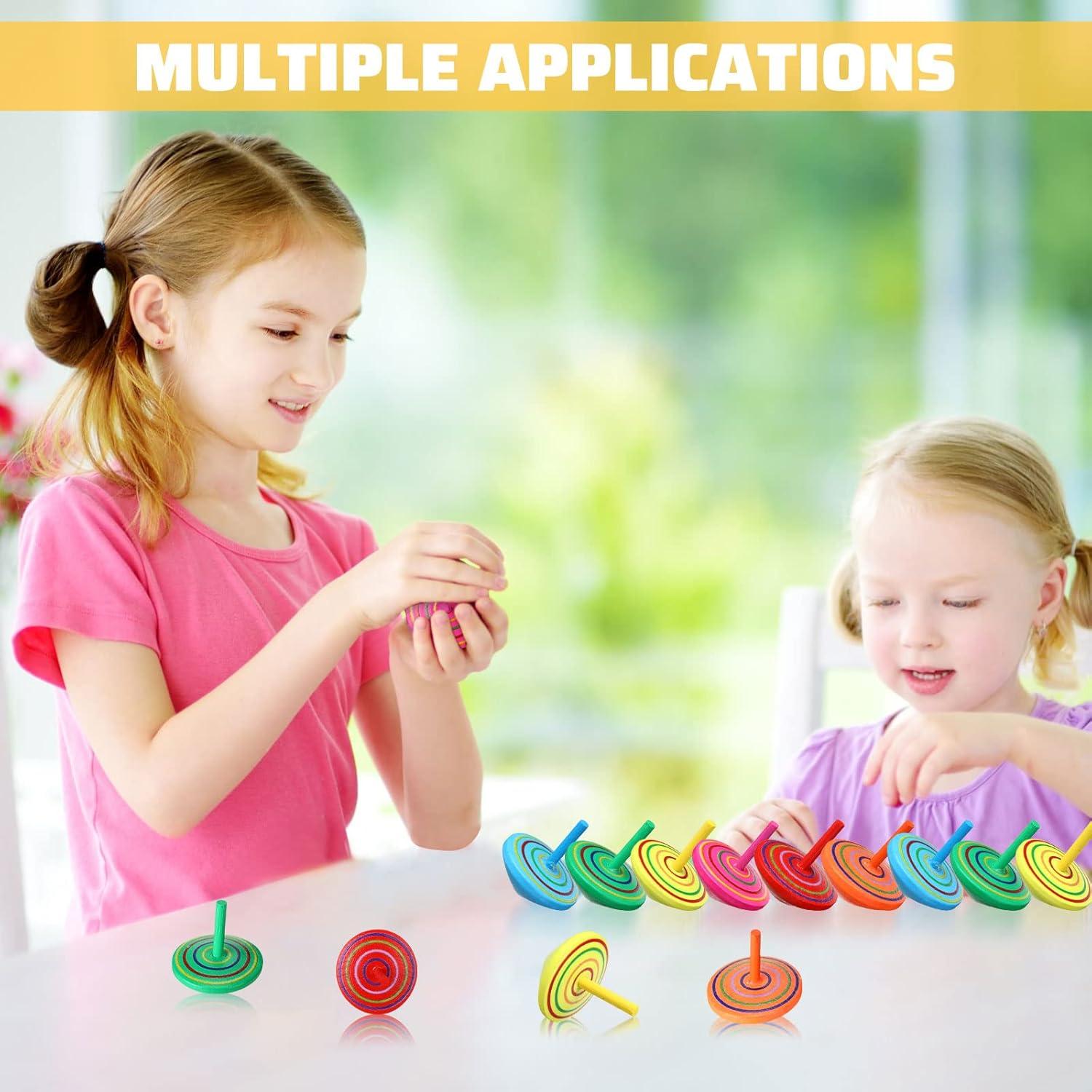 Trompos de Madera Coloridos Lenwen - 200 Piezas Educativos