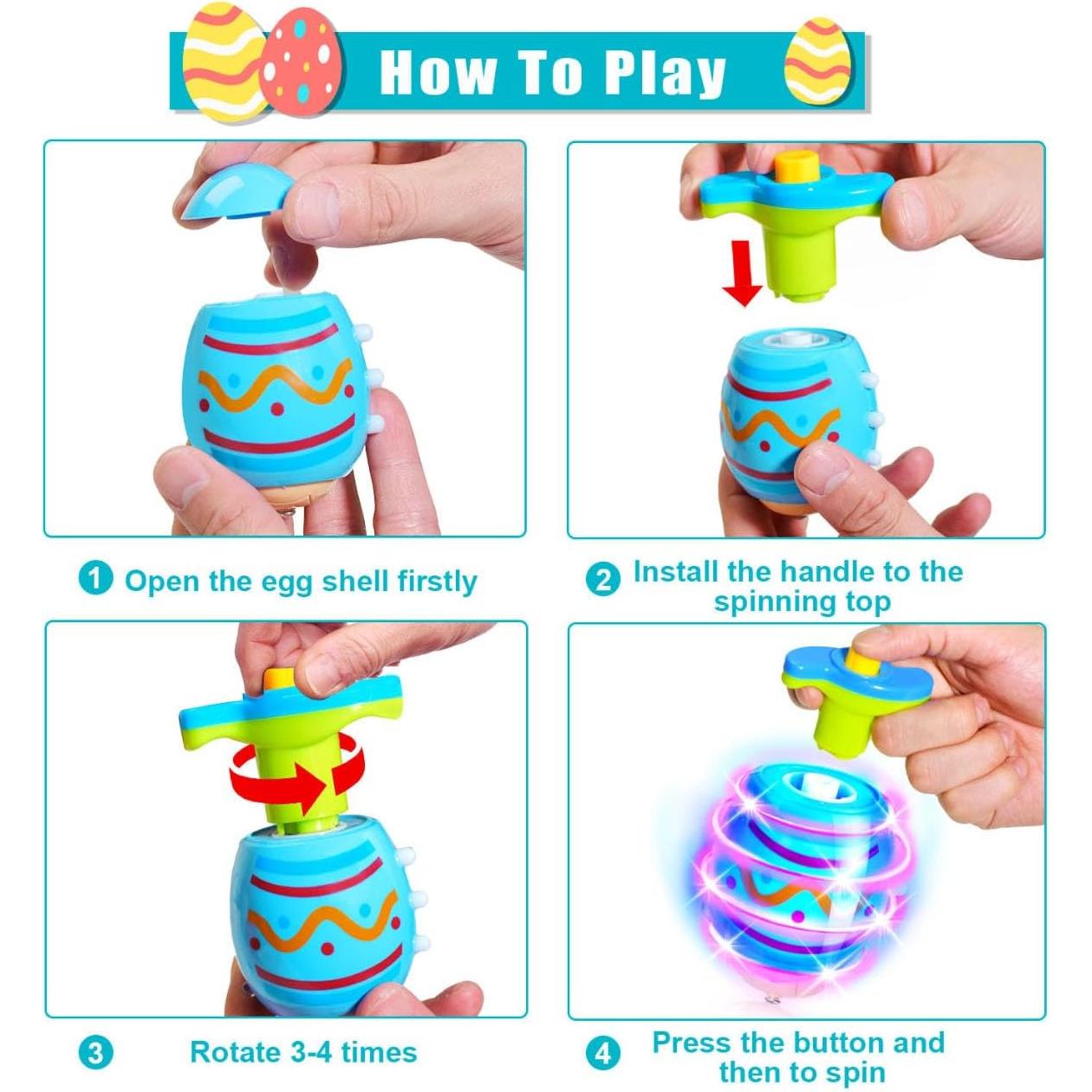 6 Paquetes de Trompos Iluminados y Musicales Dekwell para Niños