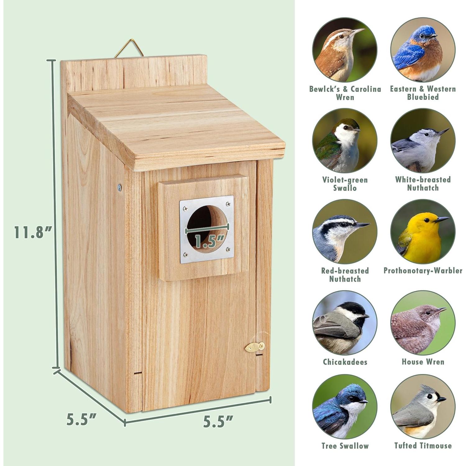 Casa para Aves de Madera CARTMAN 55.88x33.99cm con Acero Inoxidable