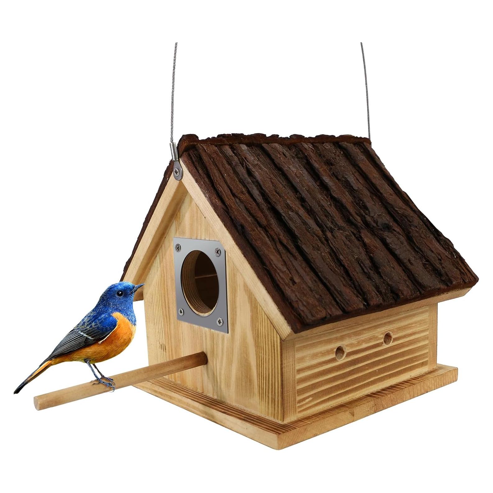 Casa de Aves de Madera Predimeza 15cm con Techo de Corteza