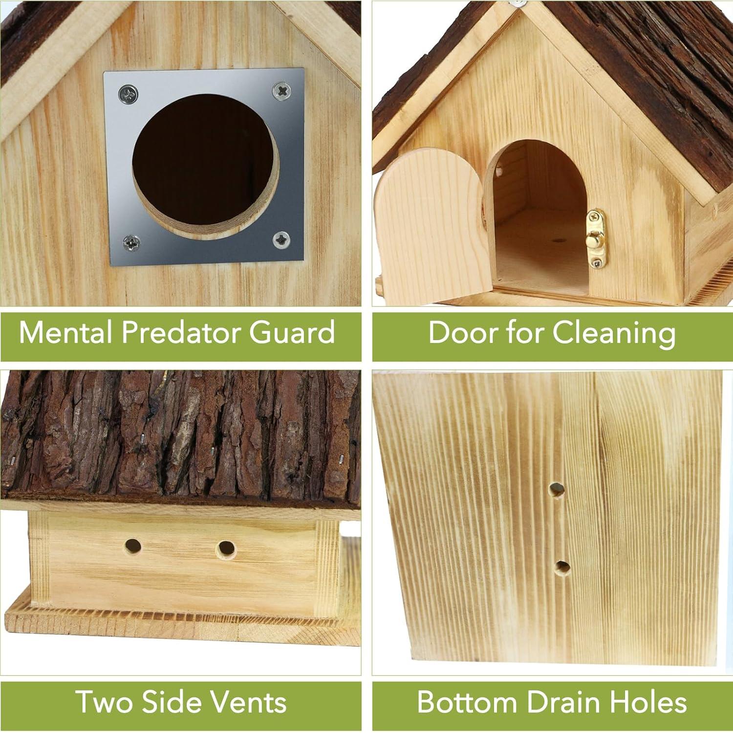 Casa de Aves de Madera Predimeza 15cm con Techo de Corteza