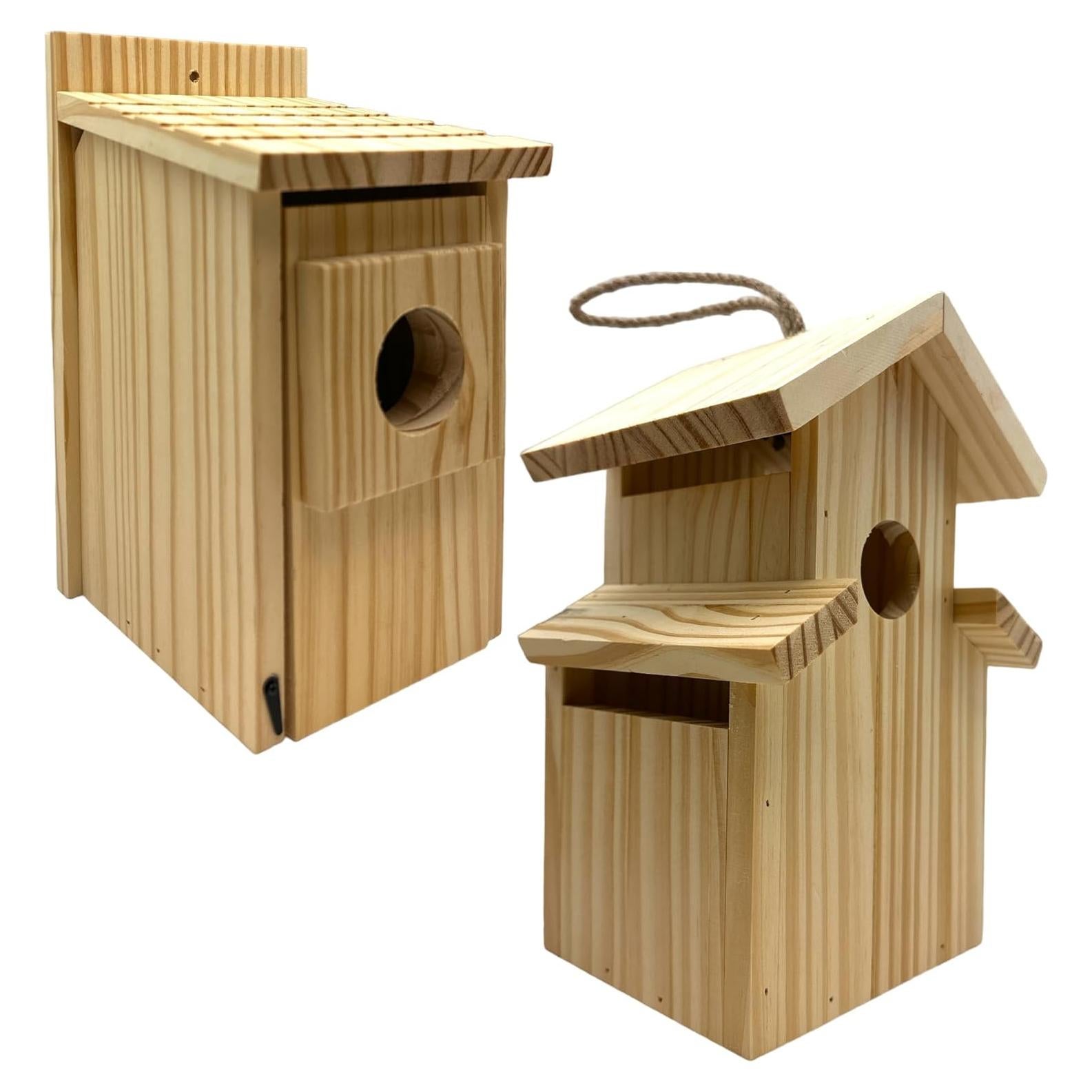 Casa de Pájaros DIY Oojami 2-Pack Madera Natural 25 cm