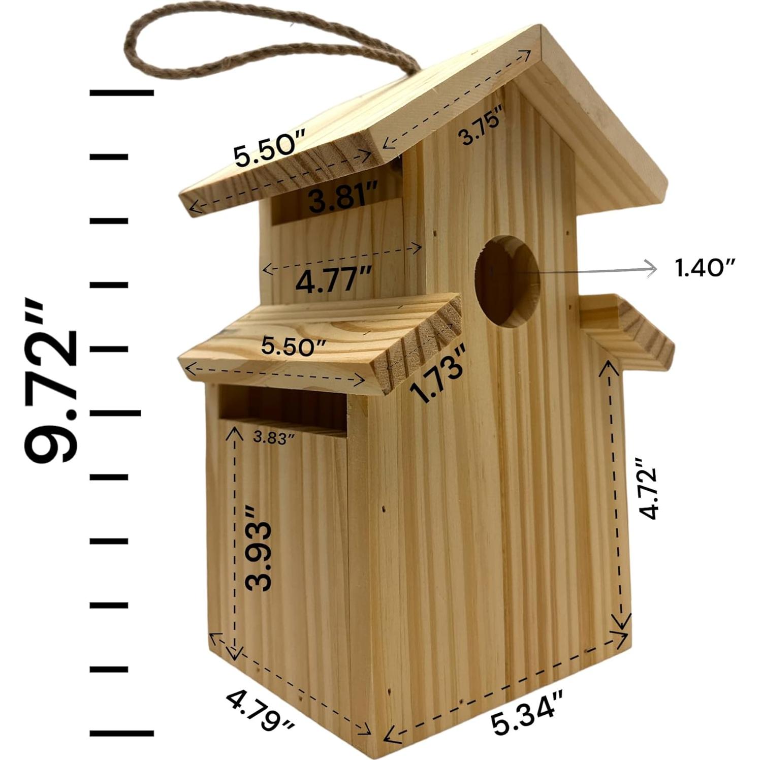 Casa de Pájaros DIY Oojami 2-Pack Madera Natural 25 cm