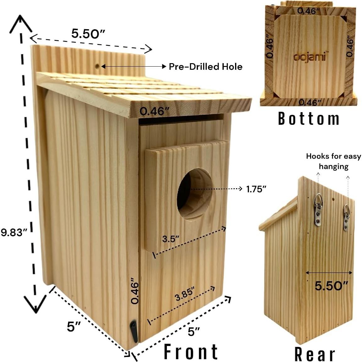 Casa de Pájaros DIY Oojami 2-Pack Madera Natural 25 cm