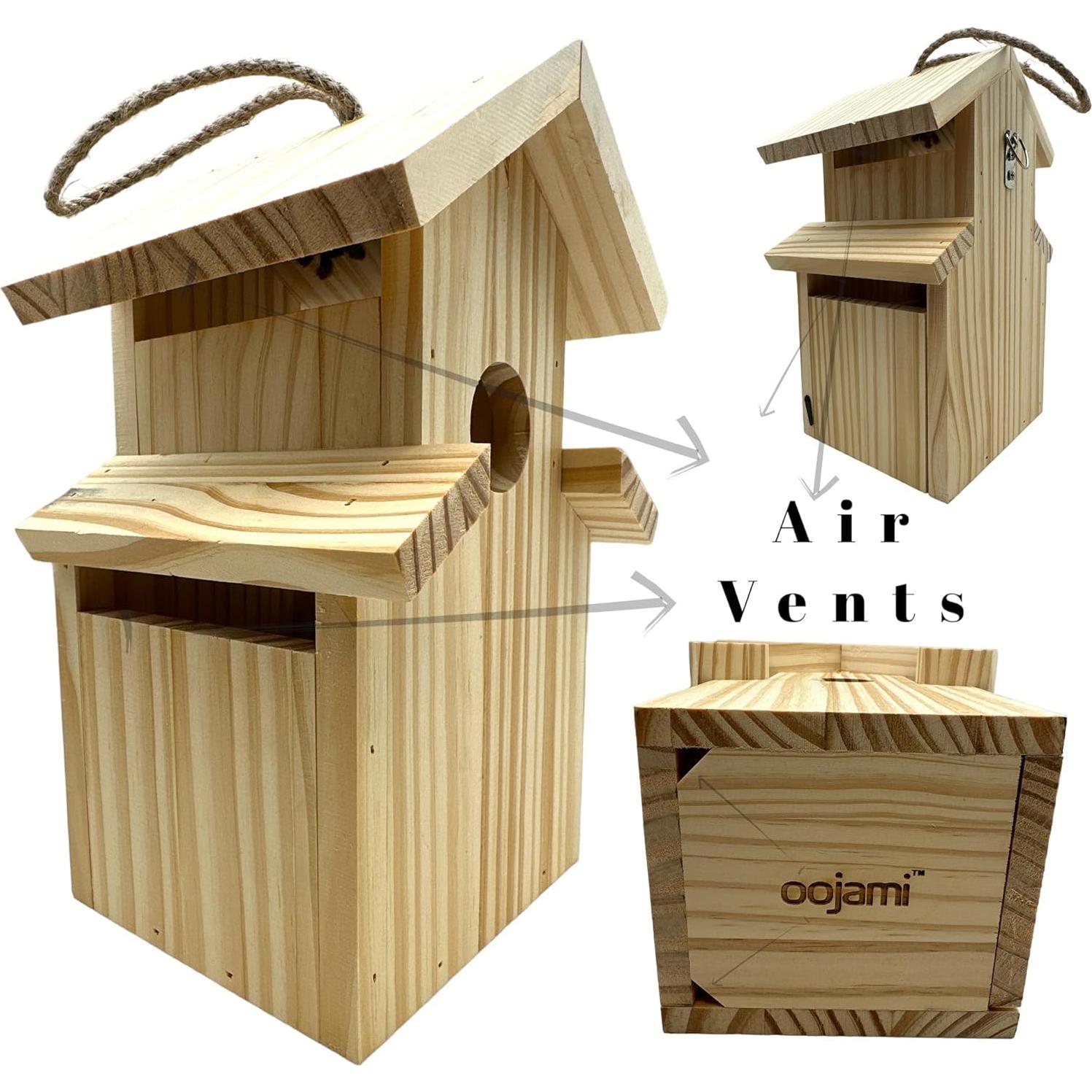 Casa de Pájaros DIY Oojami 2-Pack Madera Natural 25 cm