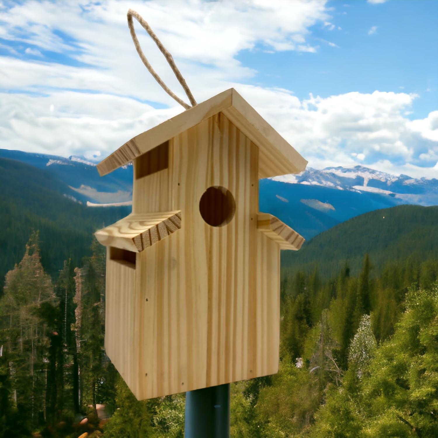 Casa de Pájaros DIY Oojami 2-Pack Madera Natural 25 cm