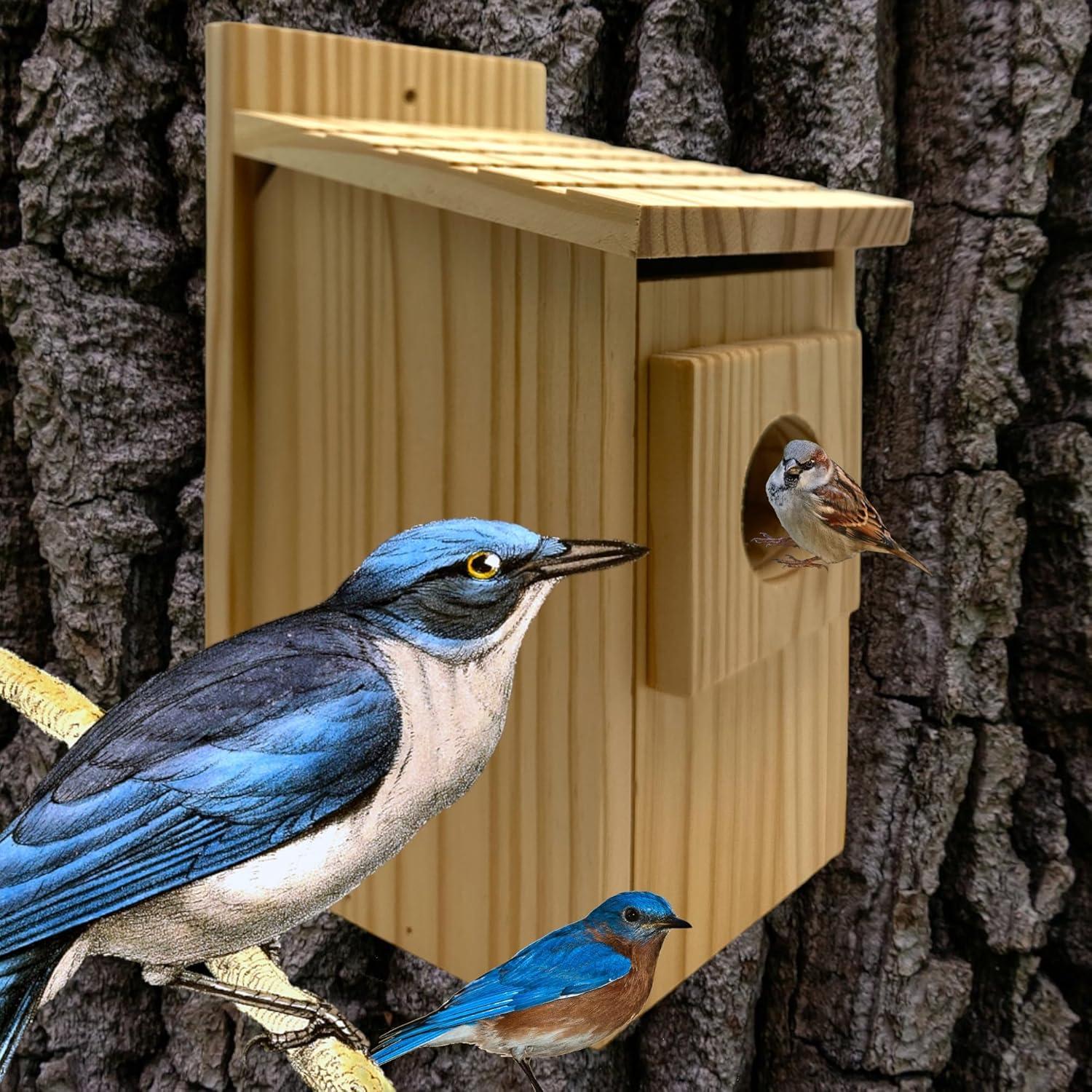 Casa de Pájaros DIY Oojami 2-Pack Madera Natural 25 cm