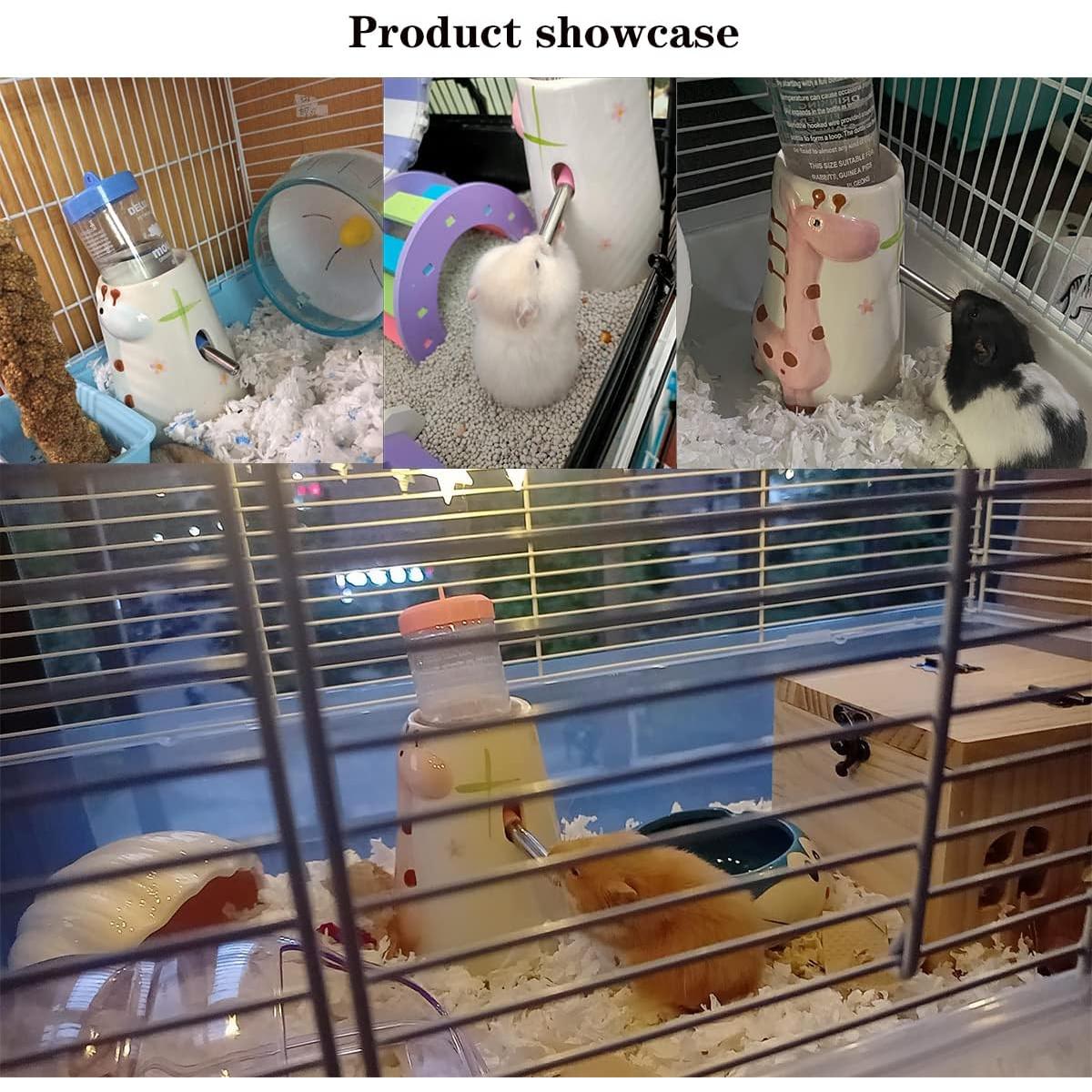 Botella de Agua para Hámster CHUQIANTONG Cerámica 80ml Rosa