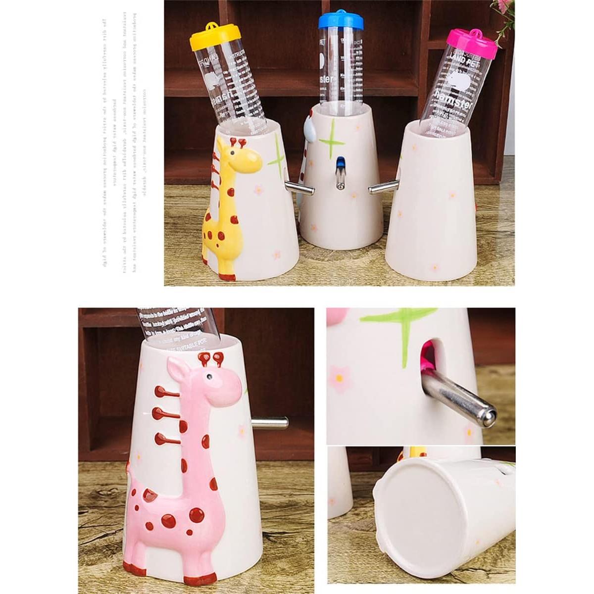 Botella de Agua para Hámster CHUQIANTONG Cerámica 80ml Rosa