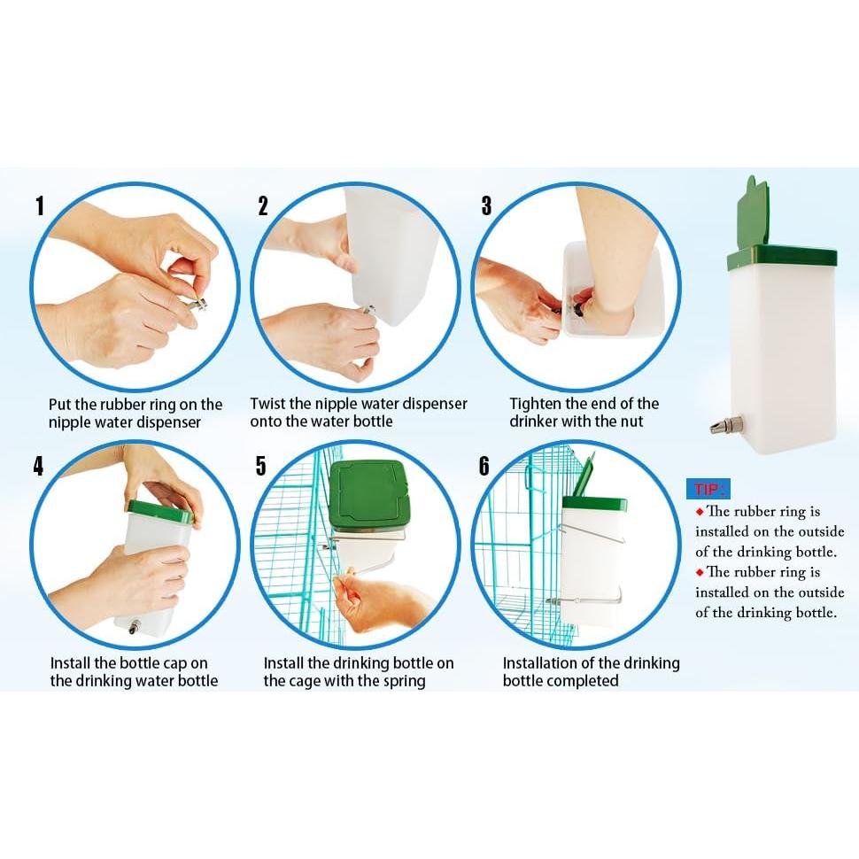 Bebedero para Conejos Cyrading 1L Acero Inoxidable Antifugas