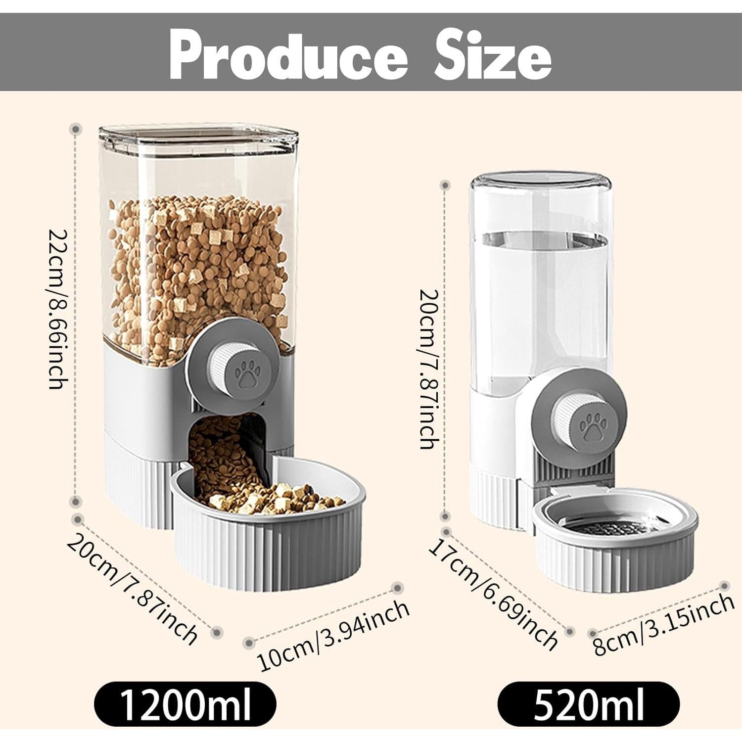 Dispensador Automático de Comida y Agua YumSur 41Oz Gris