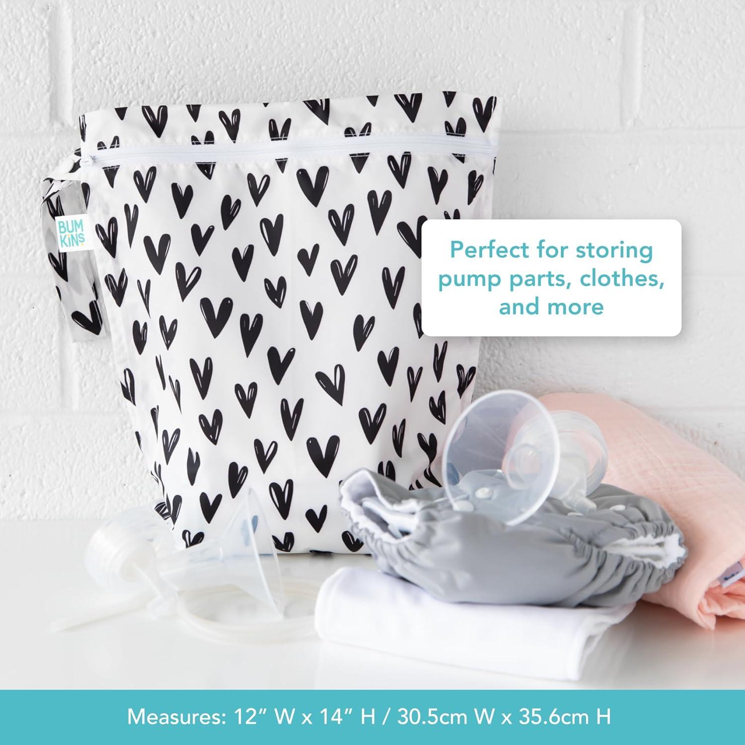 Bumkins Bolsa Impermeable Húmeda/Secca 30.5x35.6cm Corazones Negros