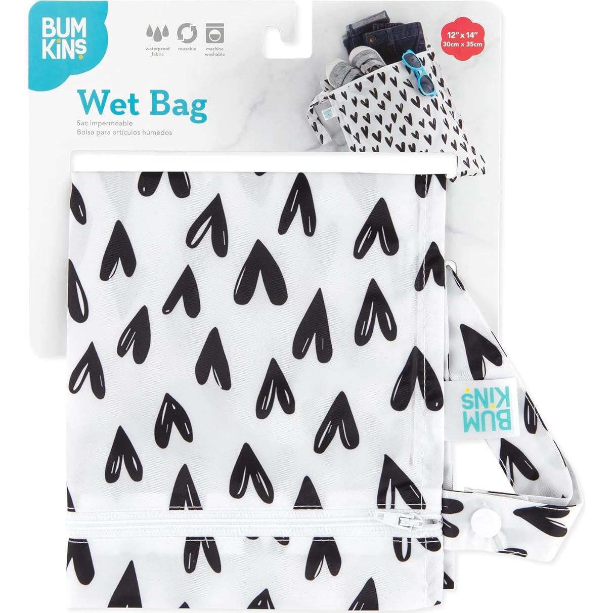 Bumkins Bolsa Impermeable Húmeda/Secca 30.5x35.6cm Corazones Negros