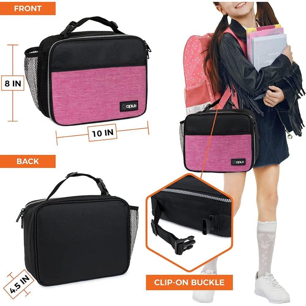 Bolsa de Almuerzo Aislada OPUX Rosa Melange para Niños