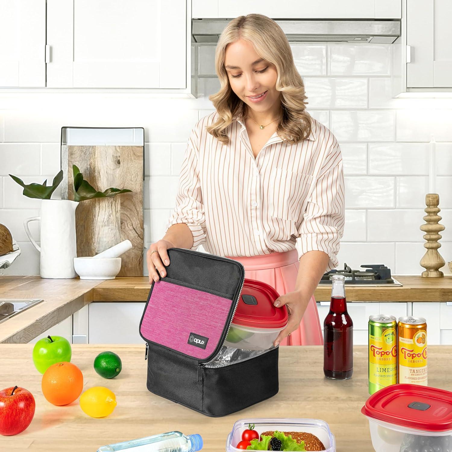 Bolsa de Almuerzo Aislada OPUX Rosa Melange para Niños
