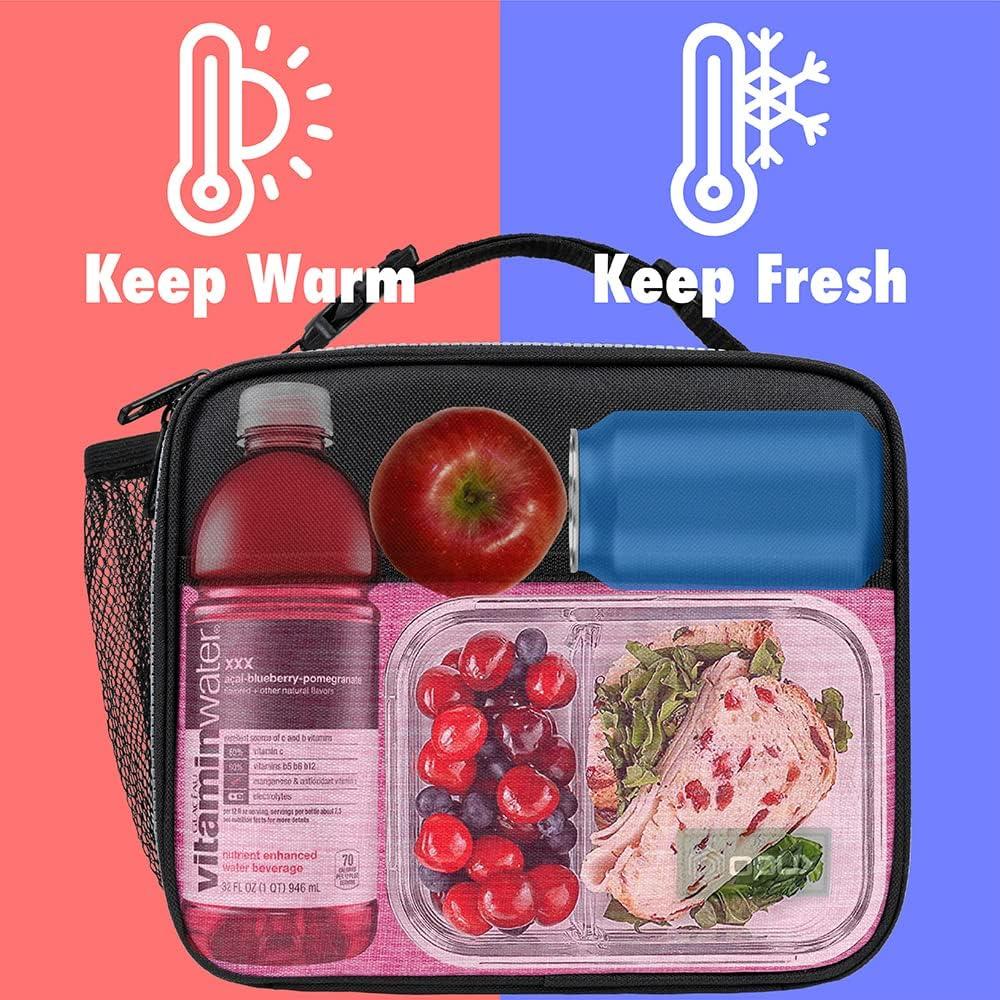 Bolsa de Almuerzo Aislada OPUX Rosa Melange para Niños