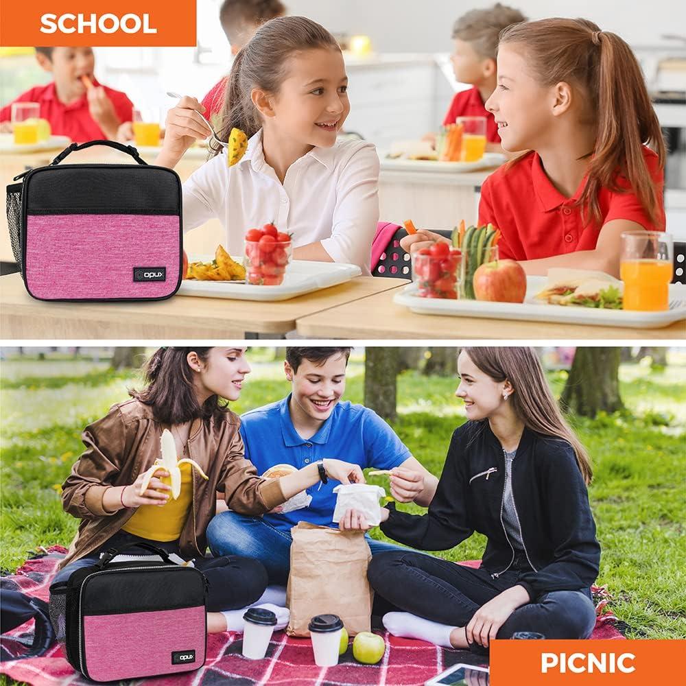 Bolsa de Almuerzo Aislada OPUX Rosa Melange para Niños