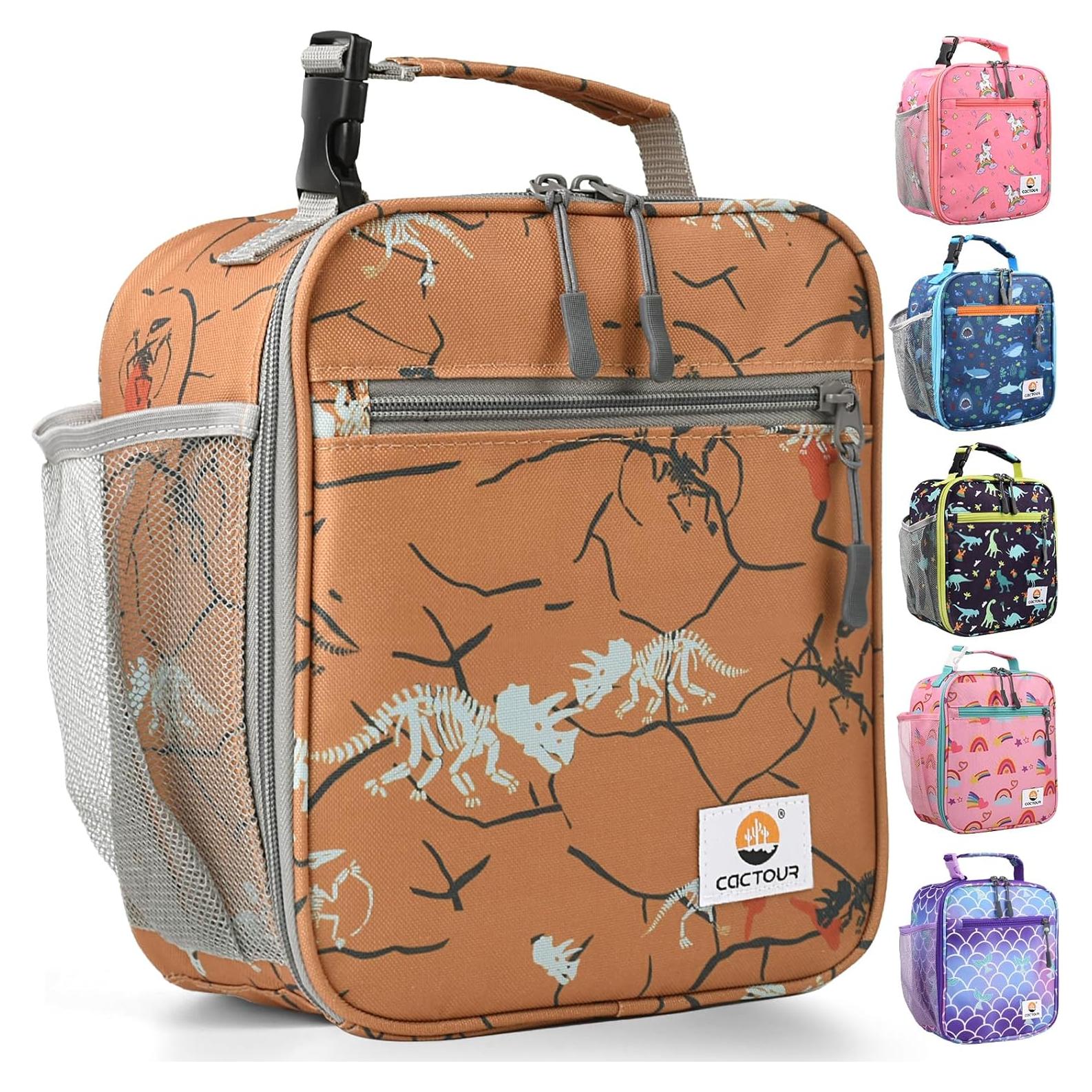 Bolsa de Almuerzo Aislada CaCTOUR Dino Marrón 20.1x9.9x24.1 cm