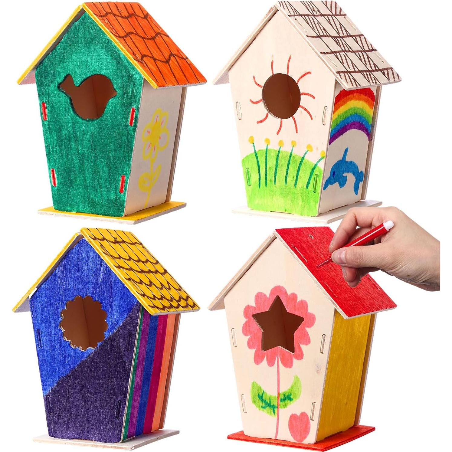 Kit de Casa de Pájaros de Madera DIY Outus 12 Piezas Vintage