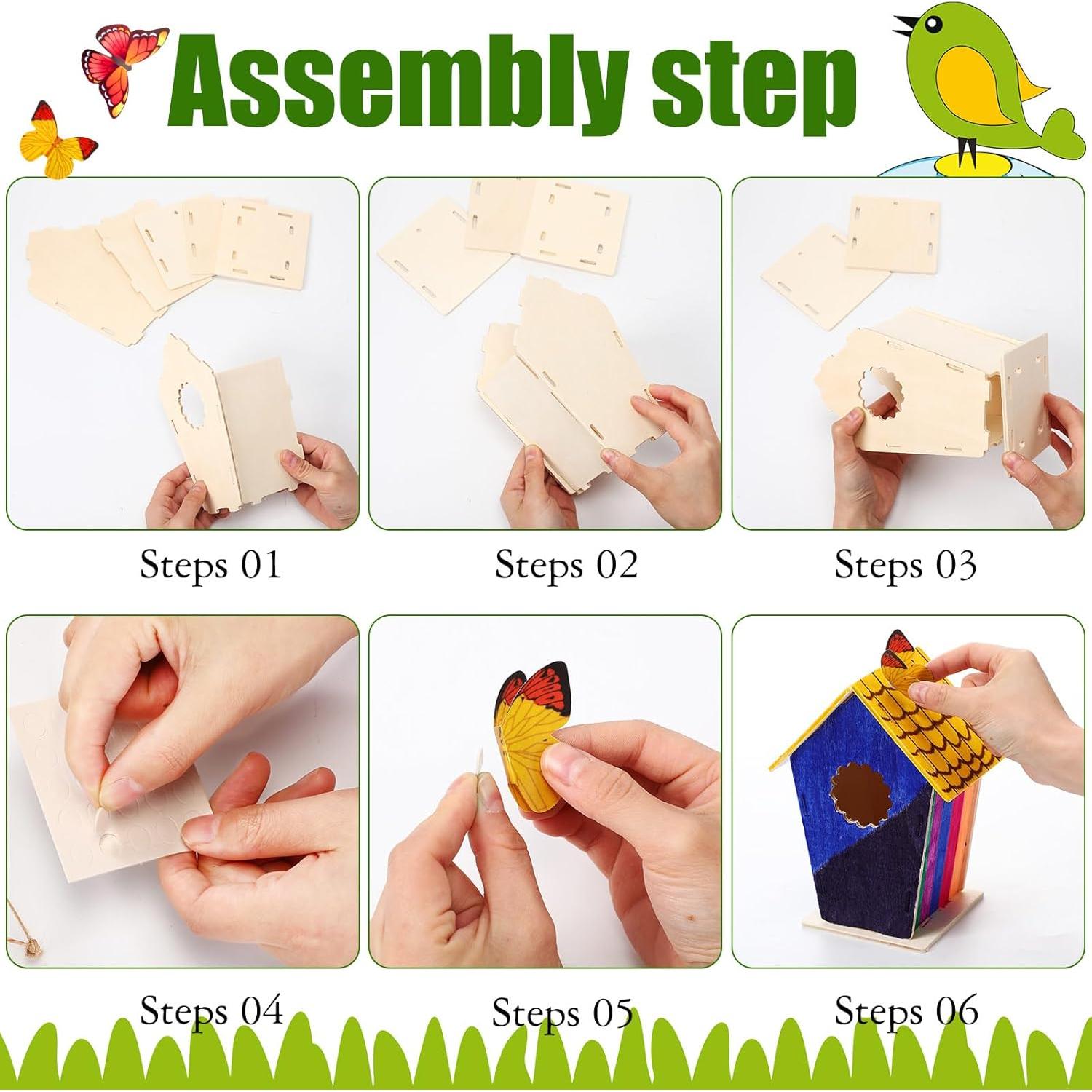 Kit de Casa de Pájaros de Madera DIY Outus 12 Piezas Vintage