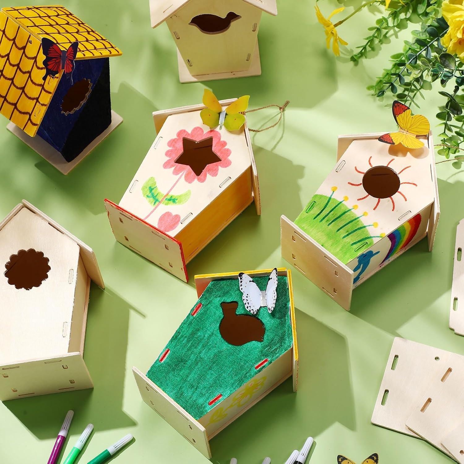 Kit de Casa de Pájaros de Madera DIY Outus 12 Piezas Vintage