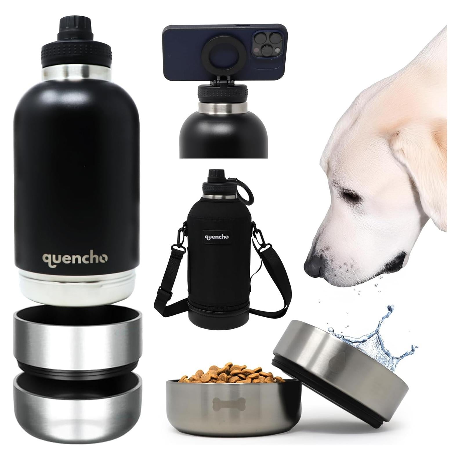 Botella de Agua Portátil Quencho 1.89L para Perros con Tazones