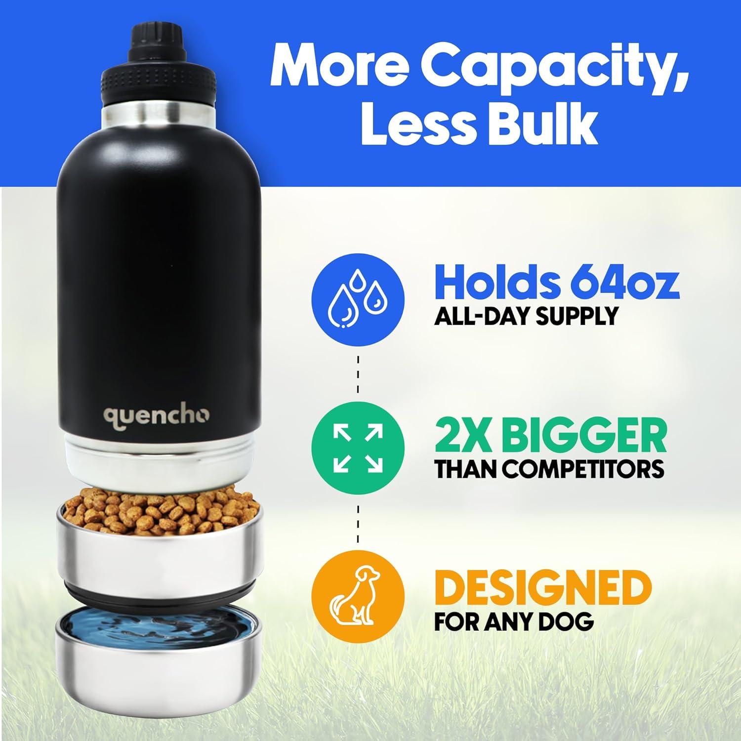 Botella de Agua Portátil Quencho 1.89L para Perros con Tazones