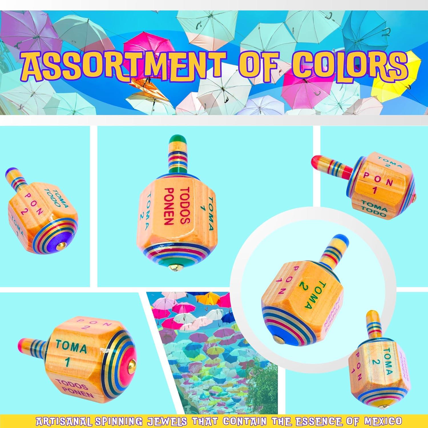 Toma Todo Pirinola Mexicana de Madera - 7.62 cm Juego Tradicional