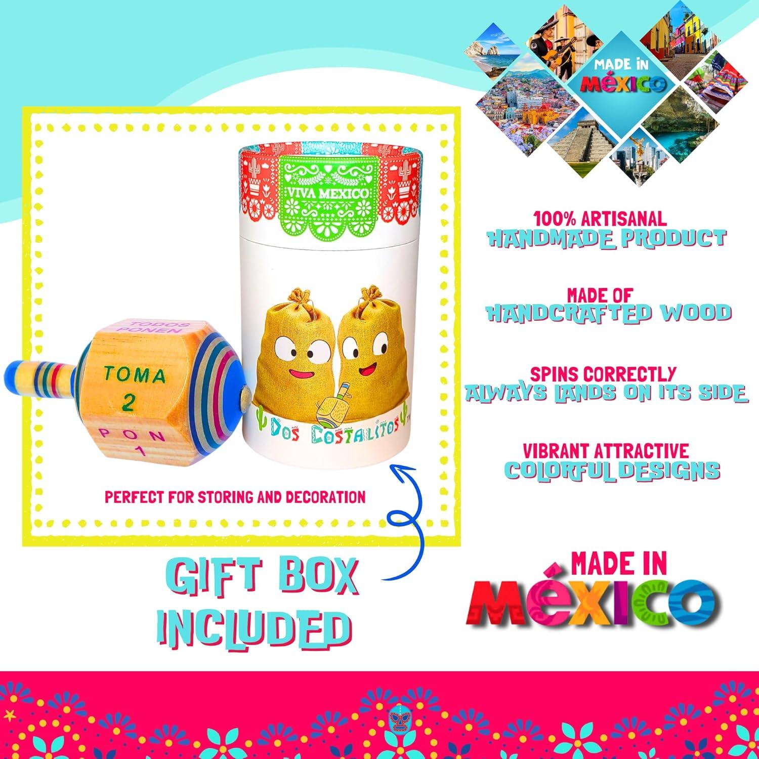 Toma Todo Pirinola Mexicana de Madera - 7.62 cm Juego Tradicional