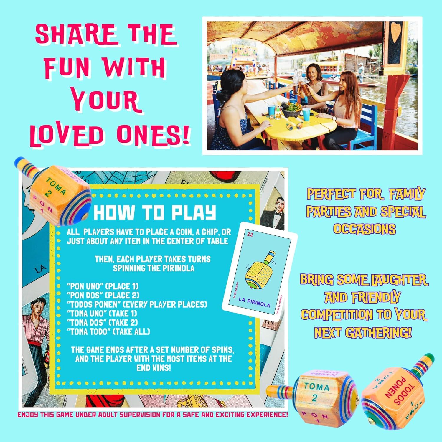 Toma Todo Pirinola Mexicana de Madera - 7.62 cm Juego Tradicional