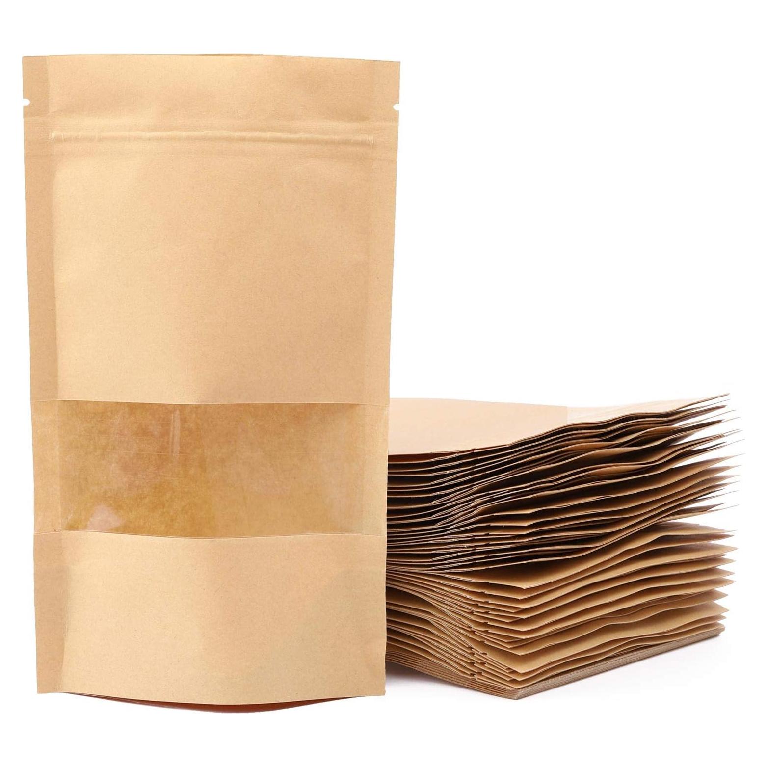 100 Bolsas de Papel Kraft con Ventana Tecbeauty 11.9x19.6cm