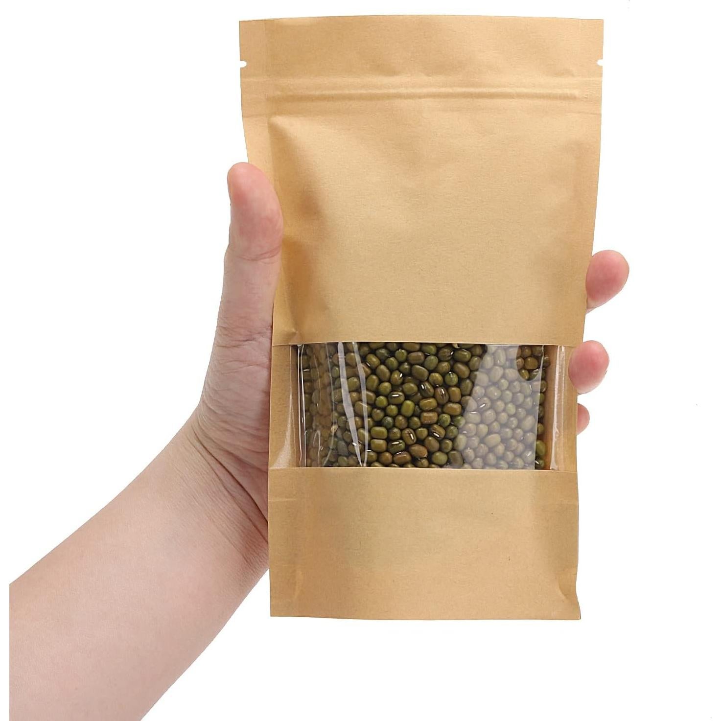 100 Bolsas de Papel Kraft con Ventana Tecbeauty 11.9x19.6cm