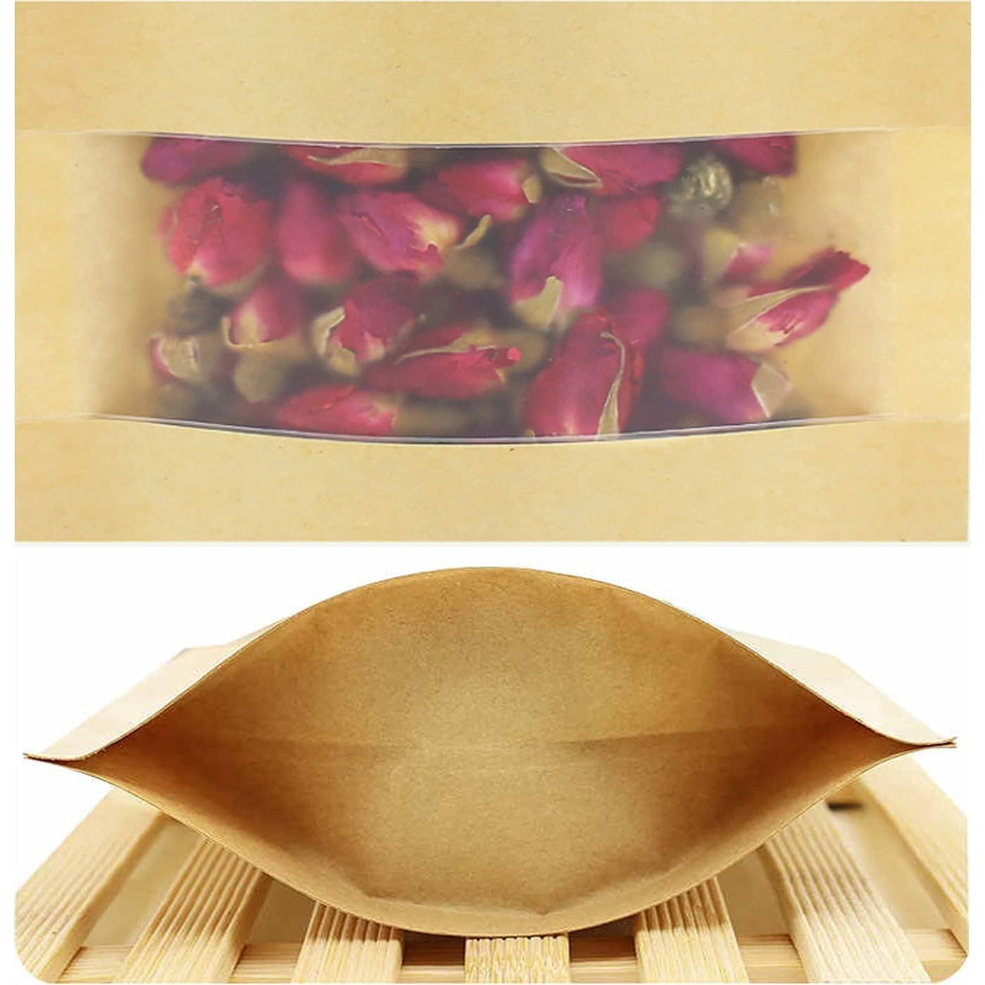 100 Bolsas de Papel Kraft con Ventana Tecbeauty 11.9x19.6cm