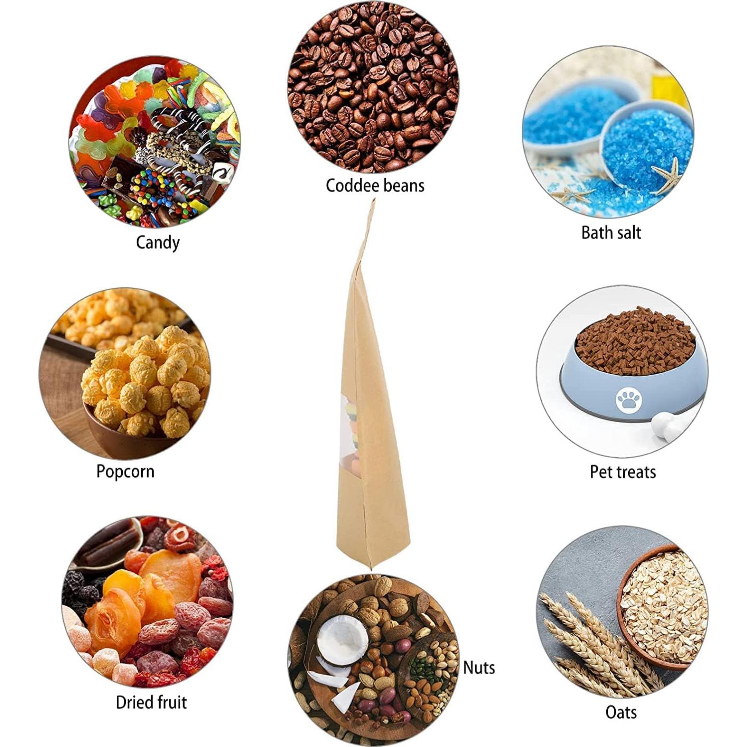 100 Bolsas de Papel Kraft con Ventana Tecbeauty 11.9x19.6cm