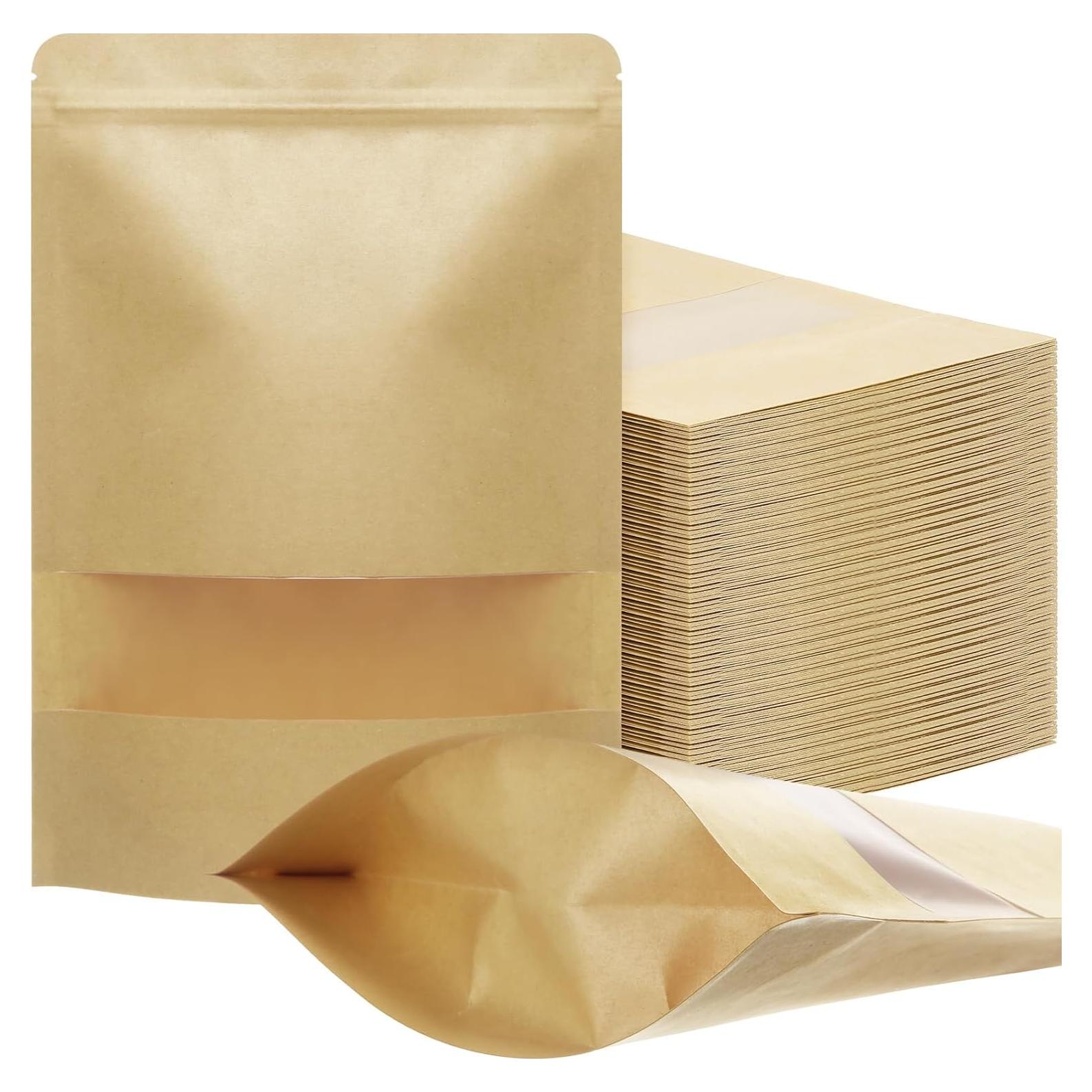 Bolsas Kraft Reutilizables Geosar 300 Pcs 18x26 cm con Ventana