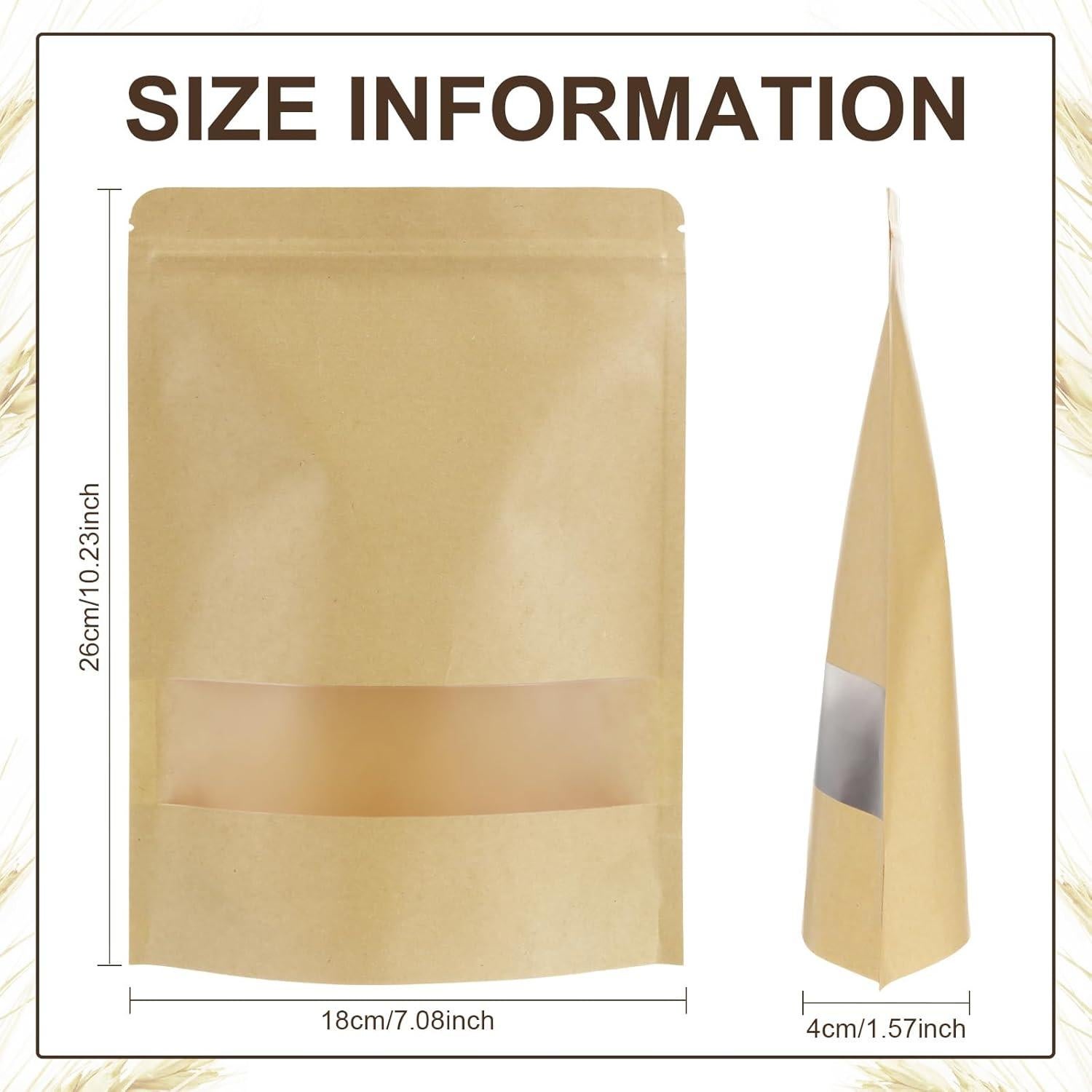 Bolsas Kraft Reutilizables Geosar 300 Pcs 18x26 cm con Ventana