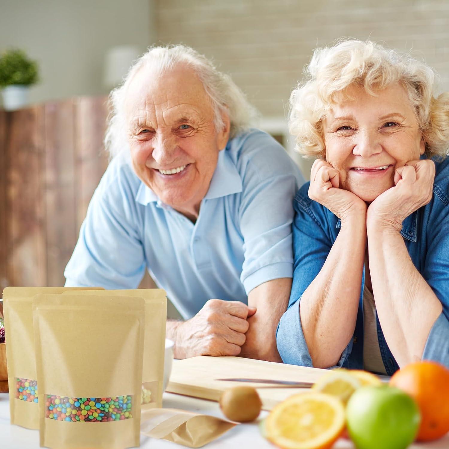 Bolsas Kraft Reutilizables Geosar 300 Pcs 18x26 cm con Ventana