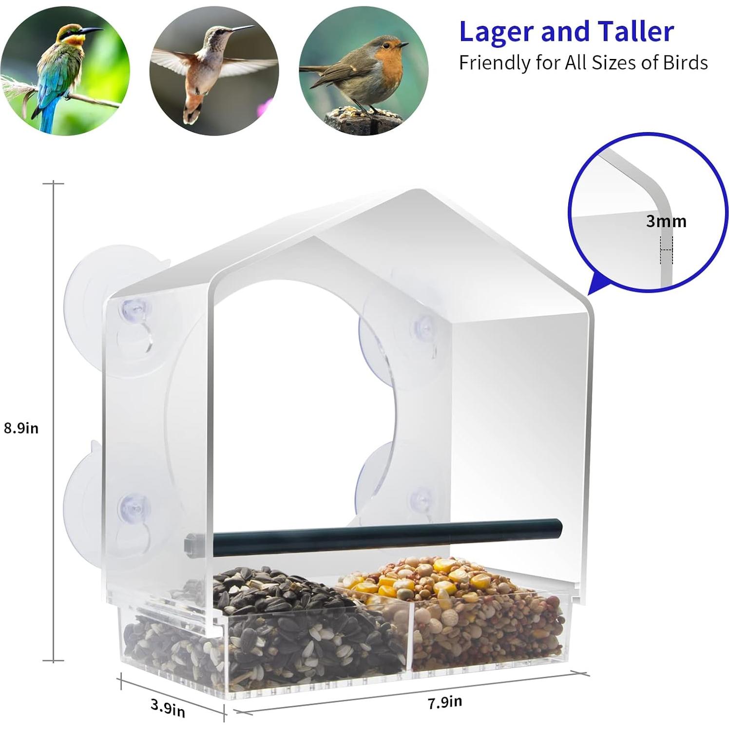 Alimentador de Aves de Ventana AIKS Acrílico Transparente 0.49 kg