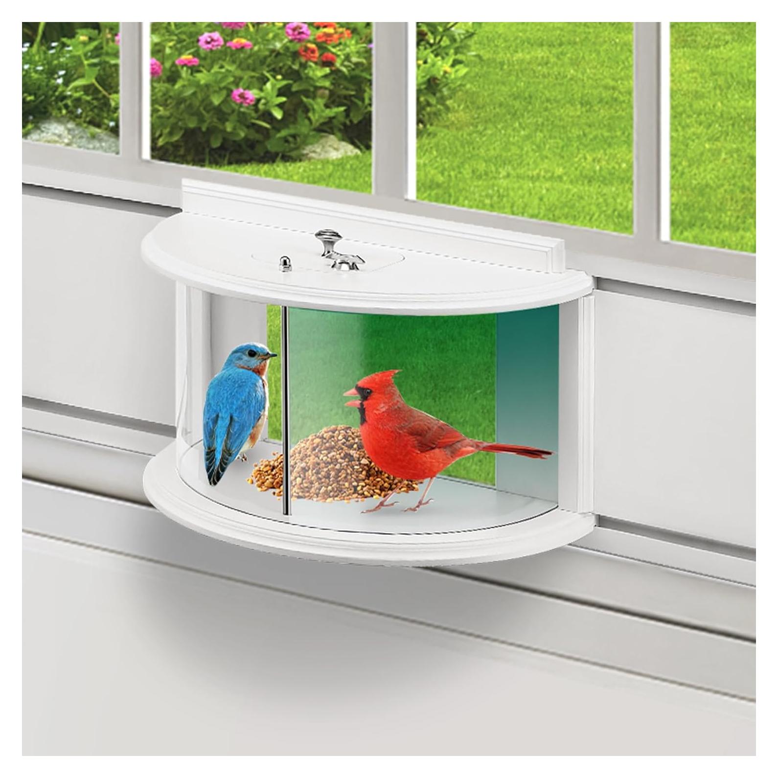 Comedero para Aves de Ventana YORKING 45x15x29cm, Blanco